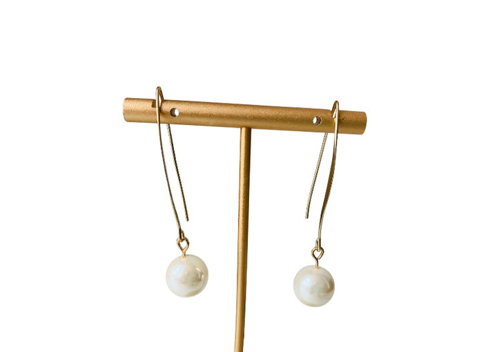 Faux Pearl Dropped Pierced Earrings
