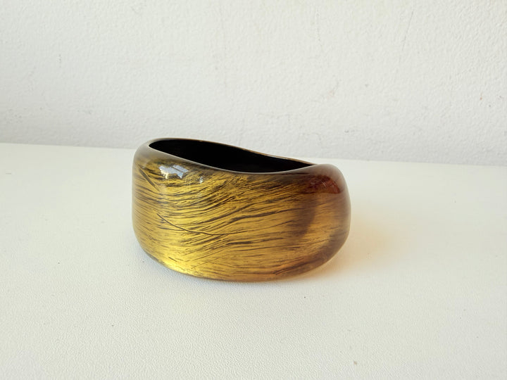 Vintage Gold & Black Mettalic Chunky Lucite Bangle