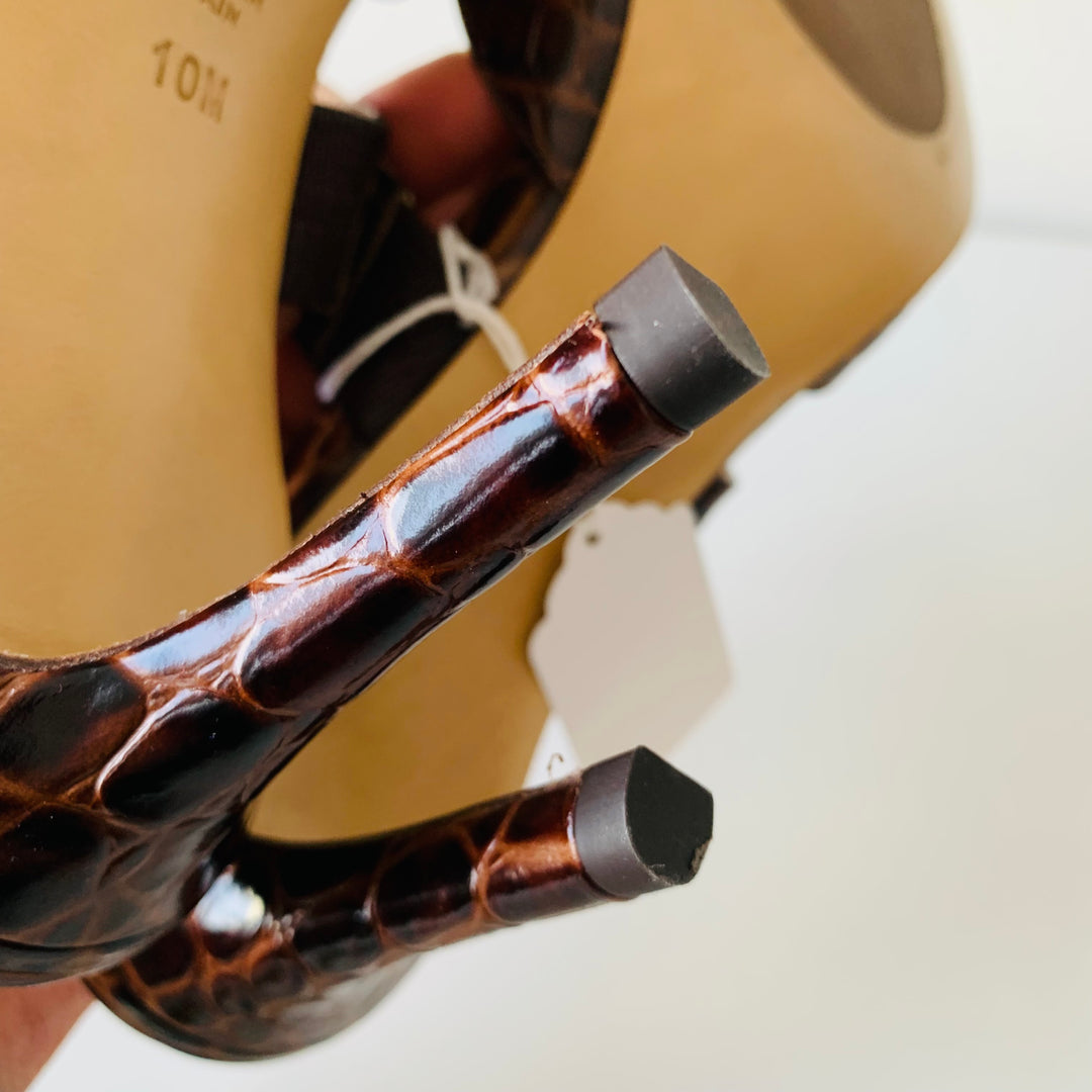 Inez New Never Worn Heeled Brown Leather Mule Size 10