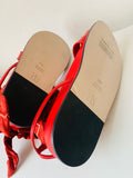 Tamara Mellon X D’ Ascoli Oasis Sandal Leather & Silk Ankle Wrap In Red Size 40.5 NEW (US 10-10/12) Women’s