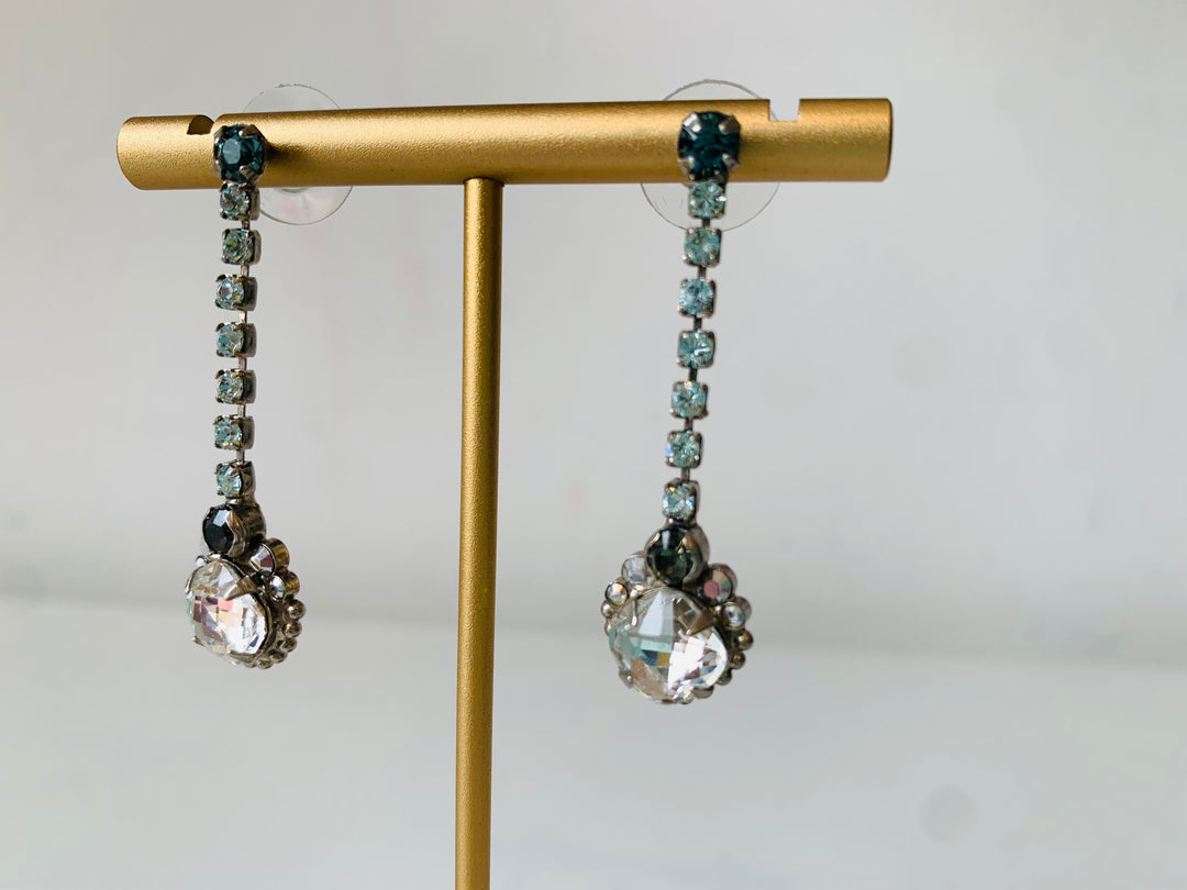 Sorrelli Pale Blue And Clear Crystal Evening Drop Pierced Earrings