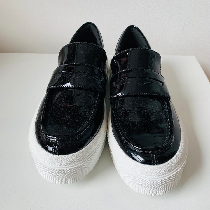 J/Slides GiGi Black Patent Leather Slip Ons Size 7 New in box