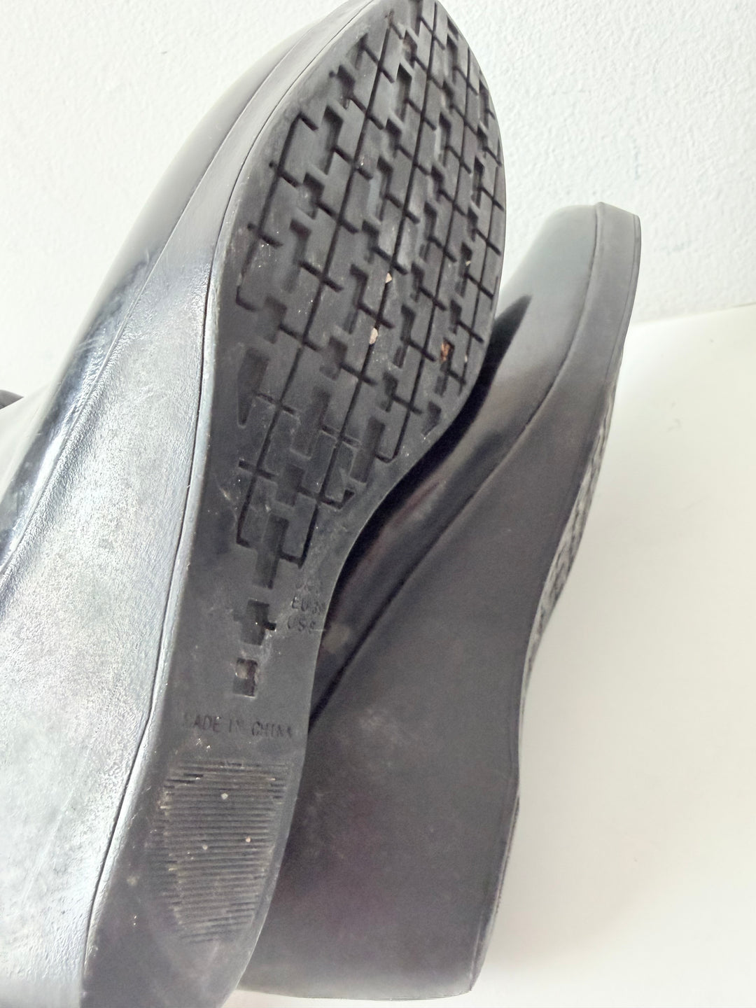 Hunter Black Moss Tall Wedge Boots Size 7