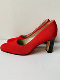Anne Klein II Red Fabric Black Block Heel Pump Size 6.5