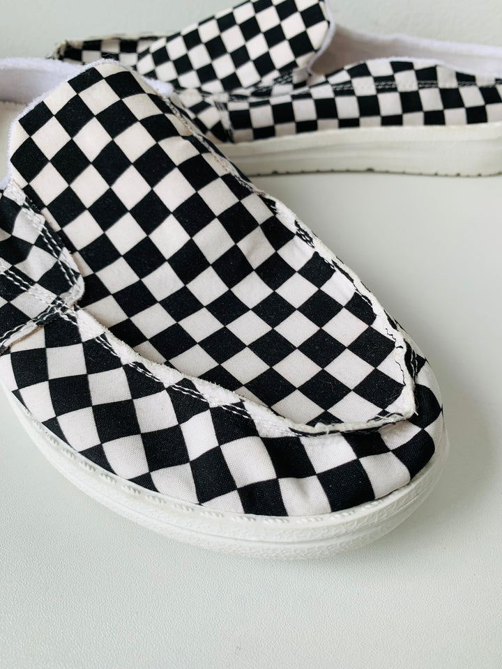 Checkered Black and White Slip Ons Size 41 New