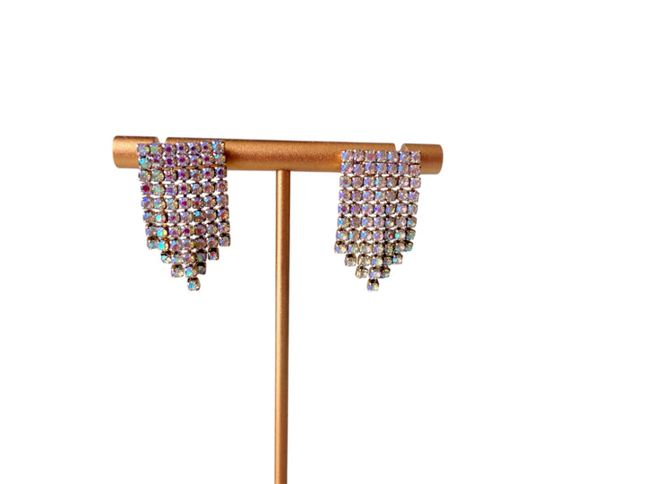 Rhinestone Fringe Pierced Earrings