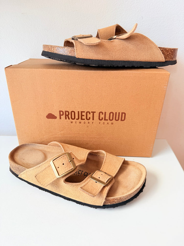 Project Cloud Venita In Chestnut Leather Womens Flat Sandals Size 6.5