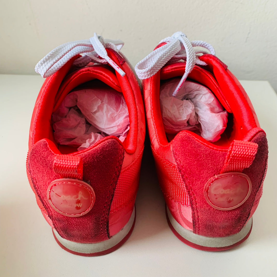 Coach Hadley Pink Lace Up CC Logo Sneakers Size 6.5