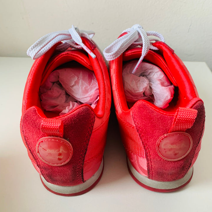 Coach Hadley Pink Lace Up CC Logo Sneakers Size 6.5