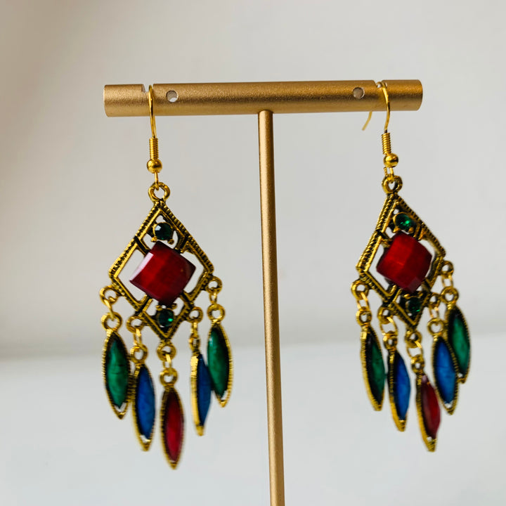 Multi Color Drop Pierced Earrings