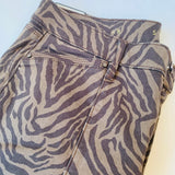 White House Black Market Women's Amelia Zebra Skinny Cropped Brown Tan Jean Size 8