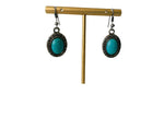 Faux Turquoise Drop Earrings In Silver Tone