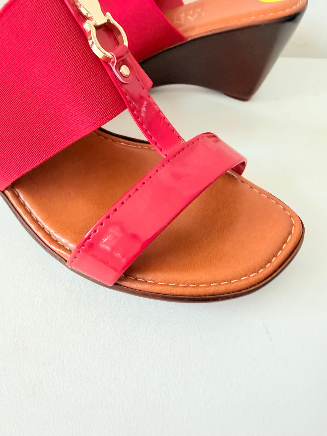 Italian Shoemaker Red Wedge Sandals Size 9
