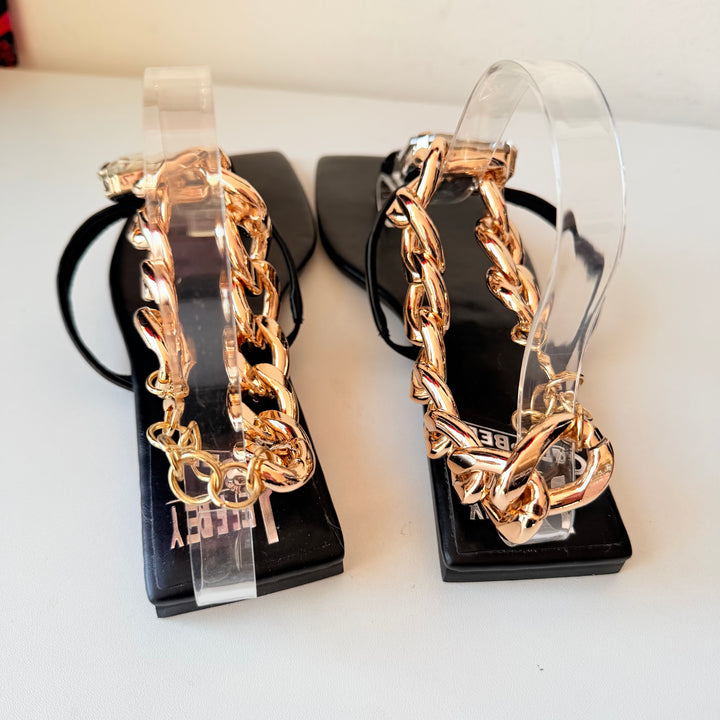 Jeffrey Campbell Ring On It Embellished Thong Chain Sandal Size 10