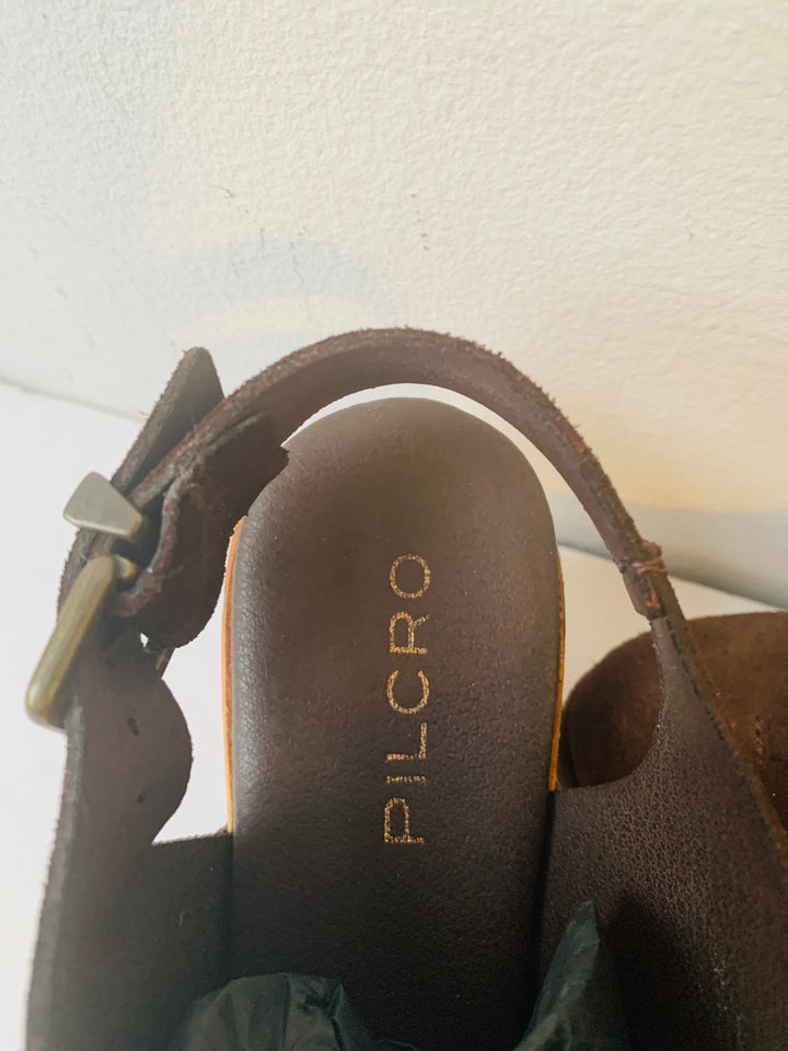 Pilcro by Anthropologie Chocolate Suede Slingback Clog Heels Size 6 Women’s