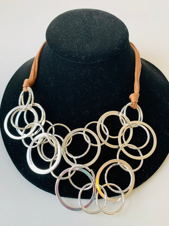 Ring Silver Tone Statement Necklace