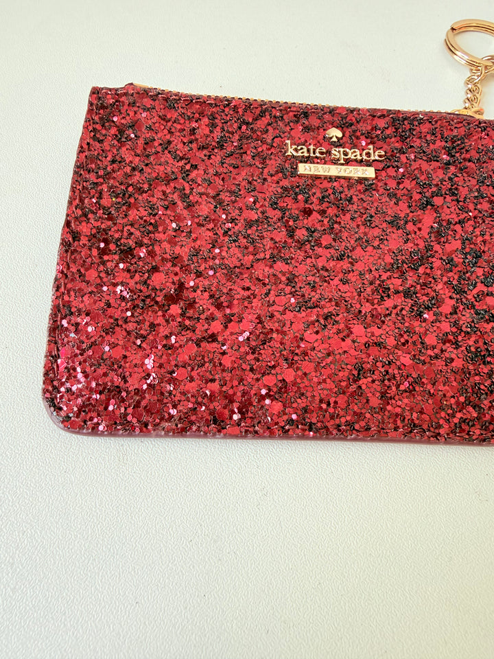 Kate Spade New York Red Glitter Keychain Laurel Way Bitsy Wallet