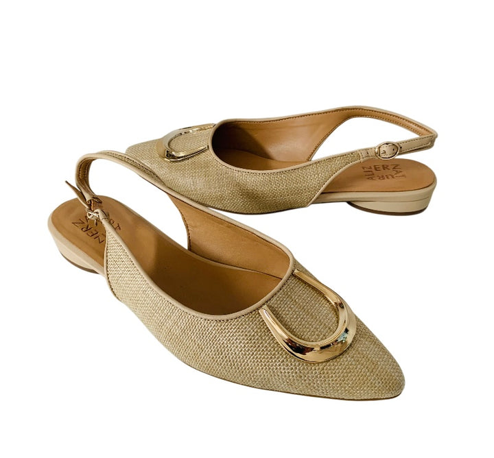 Naturalizer Woven Tan Flat Slingback Size 10 New
