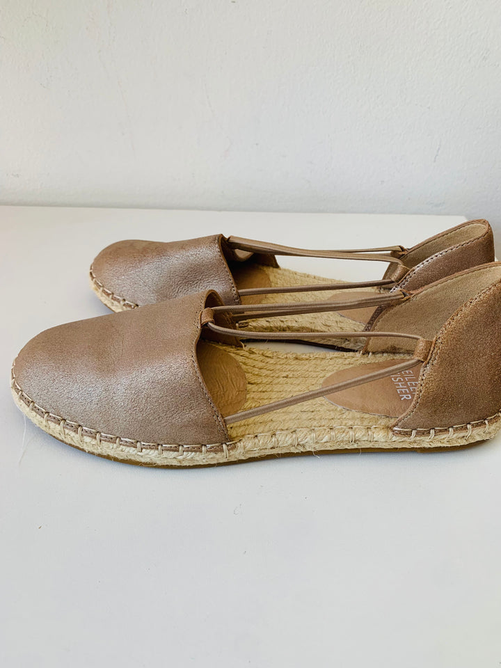 Eileen Fisher Gold Metallic Espadrilles Women’s Size 7.5