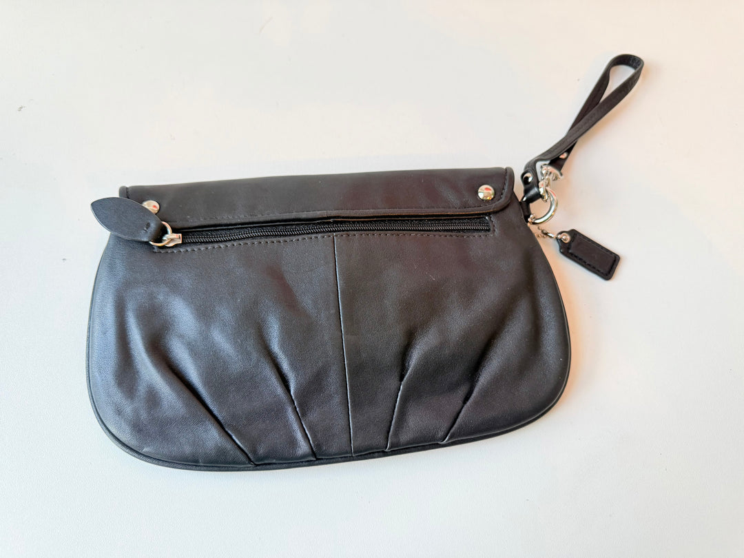 Coach Black Leather vintage Pleated Clutch/Wristlet