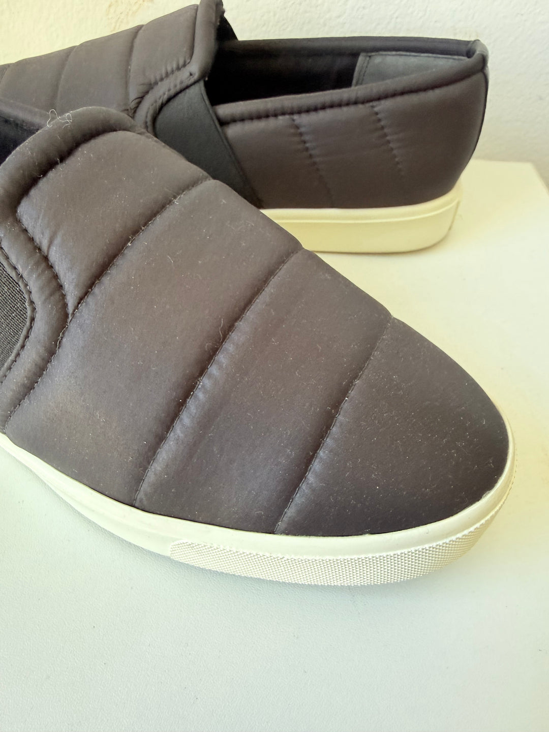 Vince Blair Black Quilted Slip On Sneakers Size 7