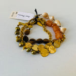 Talbots Semi Precious Stone Triple Strand Bracelet In Gold Tone