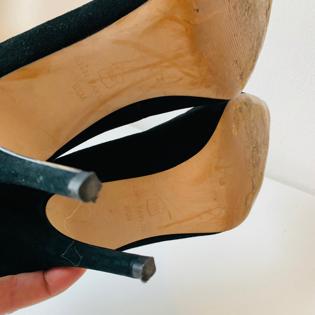 Ann Taylor Black Suede Pumps Size 8.5