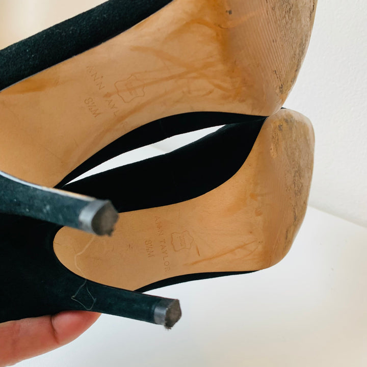 Ann Taylor Black Suede Pumps Size 8.5