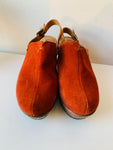 Born BOC Picante Rust Suede May Slingback Platform Wedge Mule Clog Size 8