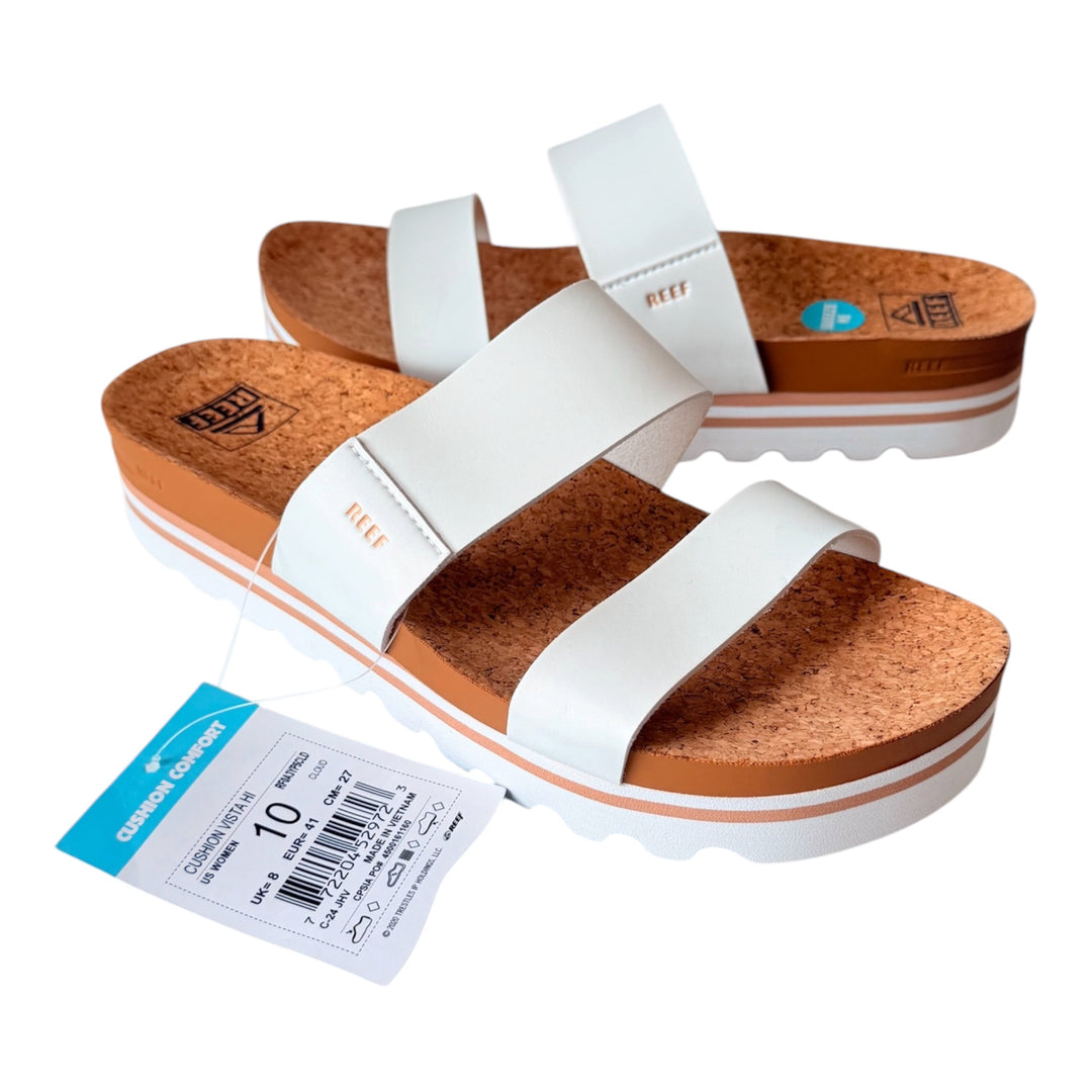 Reef Women’s White Cushion Vista Hi  Sandals Size 10 NWT