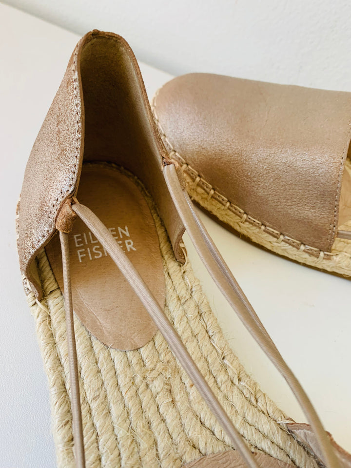 Eileen Fisher Gold Metallic Espadrilles Women’s Size 7.5