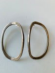 Sterling Funky Oval Hoop Post Back Earrings