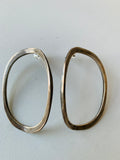 Sterling Funky Oval Hoop Post Back Earrings