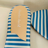 Charles David Blue/White Bow Detail Striped Slides Size 8.5