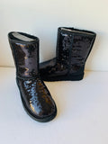 Ugg Black Sequin Classic Sparkles Short Boots Size 7 New in Box