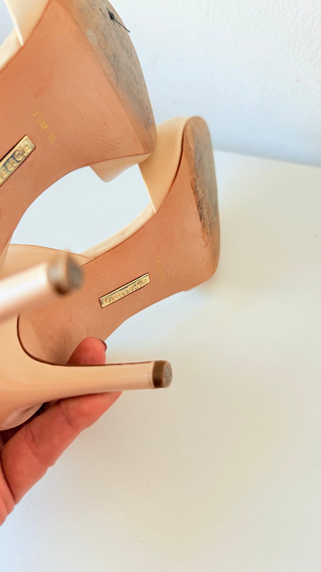 Louis Et Cie Kota Cream Ankle Strap Pointed Toe Leather Pumps Size 38