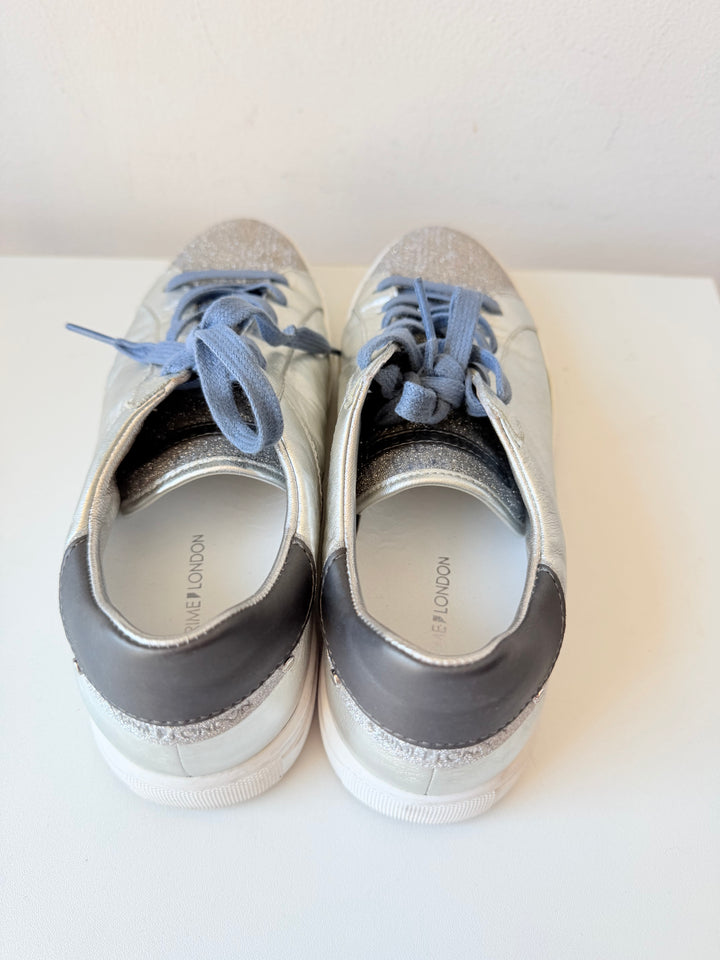 Crime London Silver Mettalic Sneakers Size 38