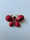 Pink Stone and Rhinestone Butterfly Brooch