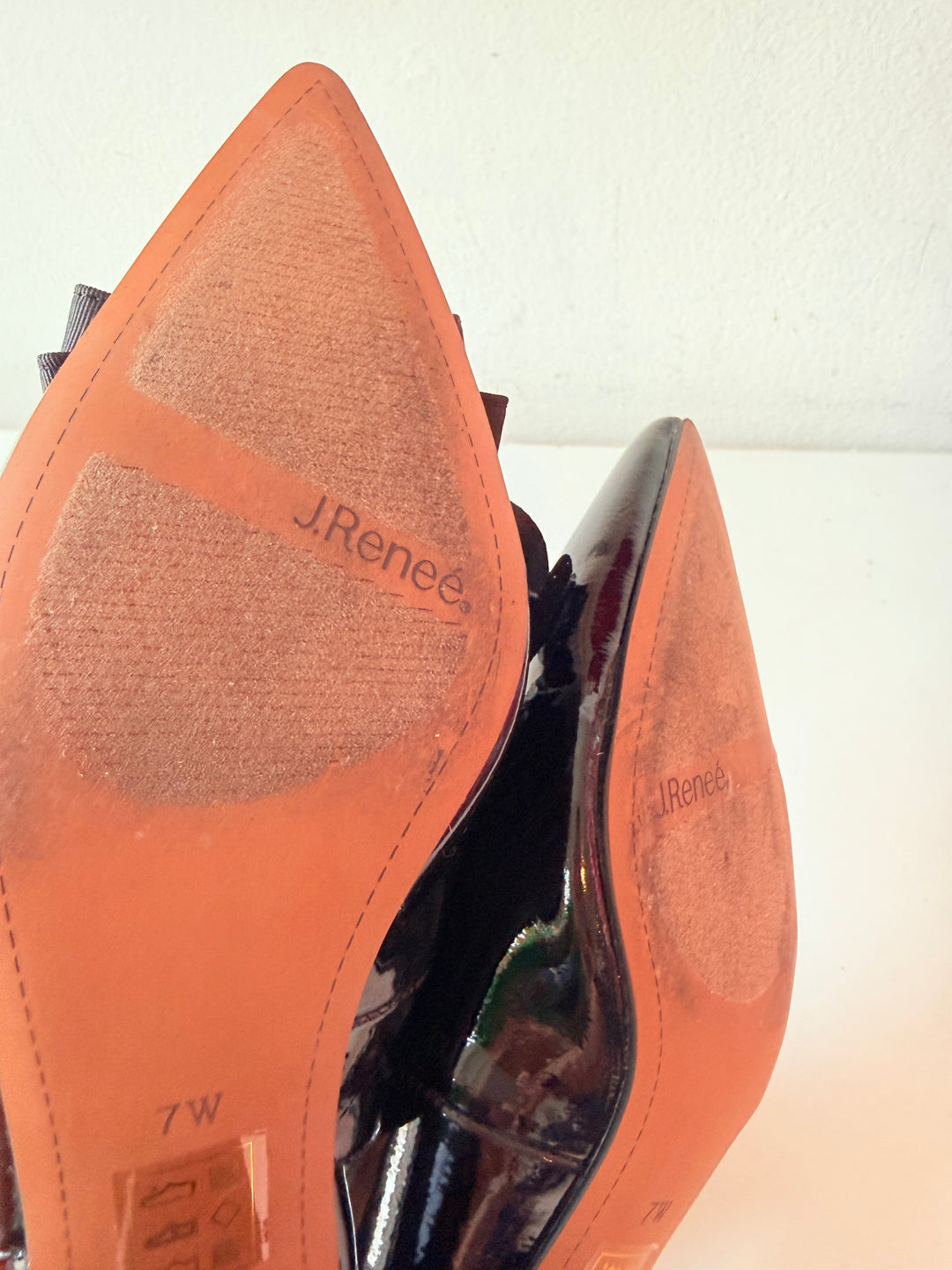 J Rene’e Kimma Black Patent Slingback Pumps Size 7W