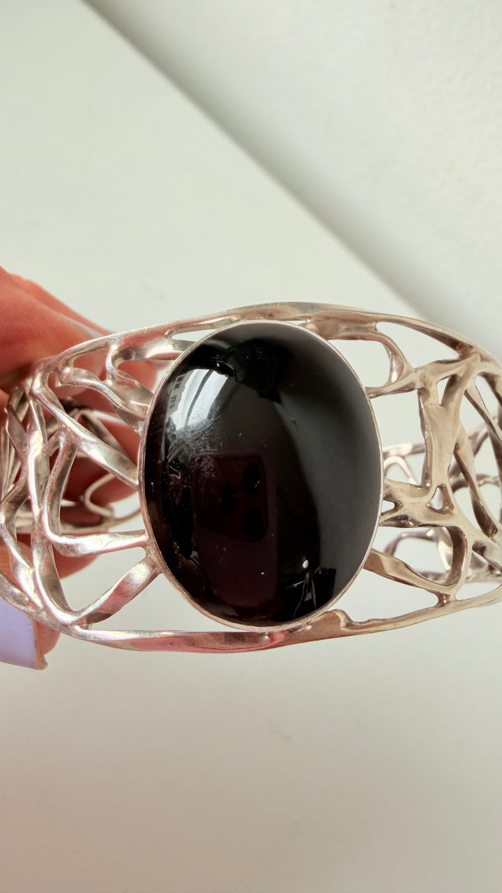 Sterling Silver 950 Taxco Onyx Bracelet