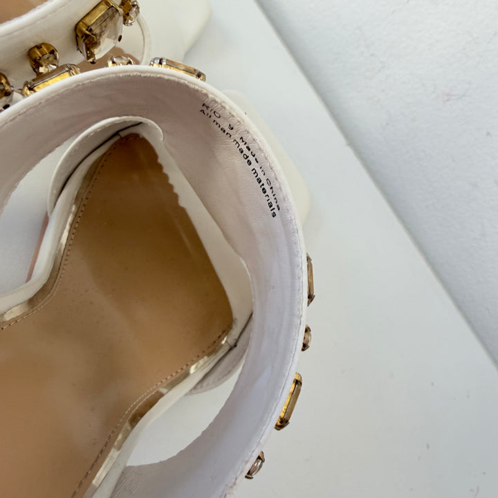 Ninety Union Ivory Rio Circular Heel Gold Sandals Size 9