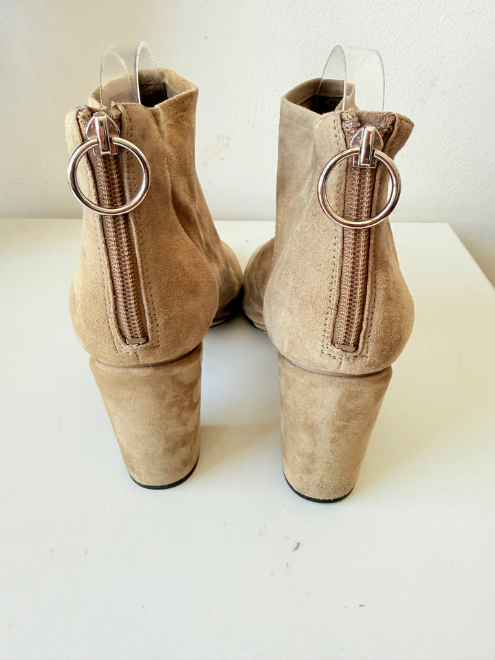 Via Spiga Nadia Suede Tan/Taupe Ankle Booties Size 9 Medium