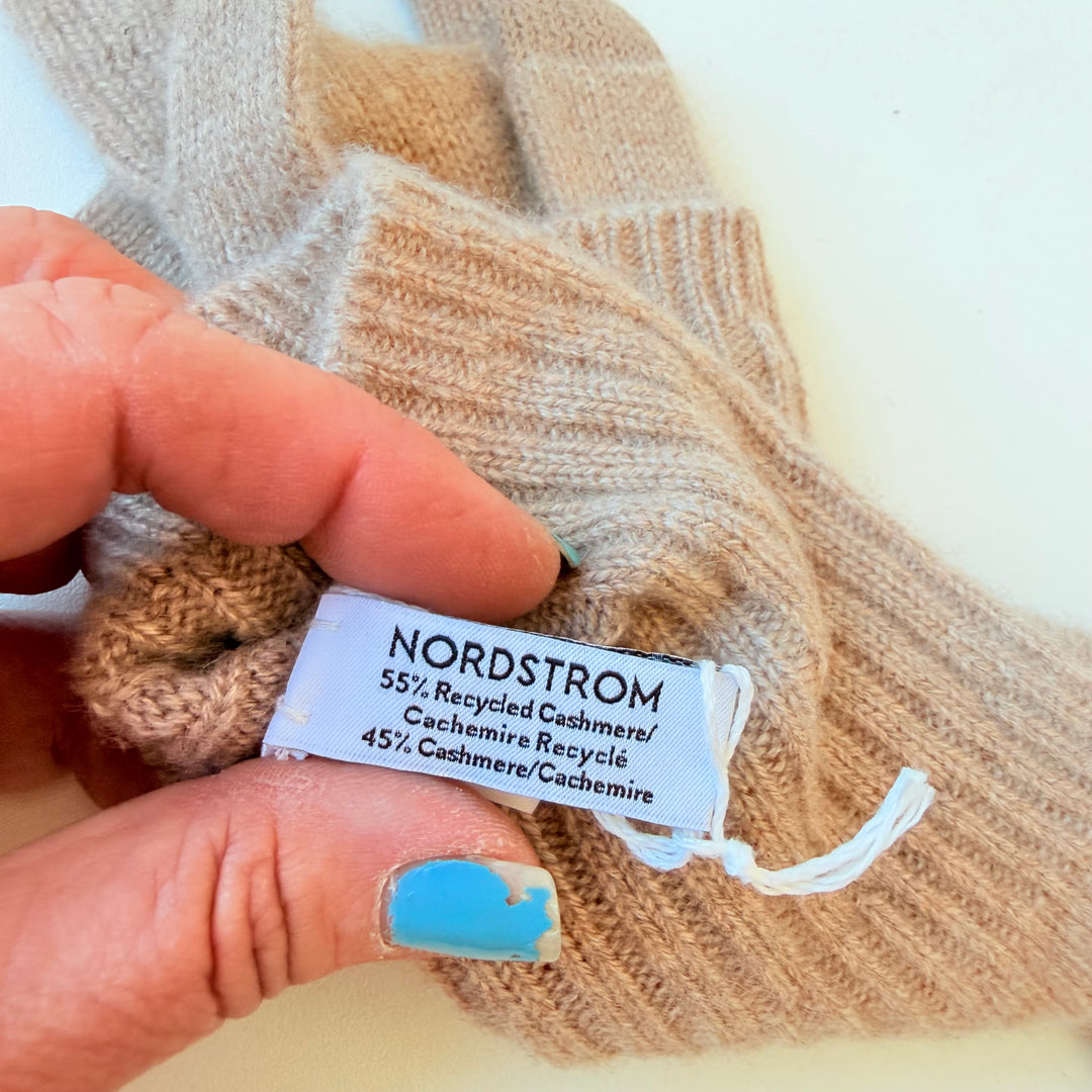Nordstrom Cashmere / Recycled Cashmere Gloves in Oatmeal & Brown