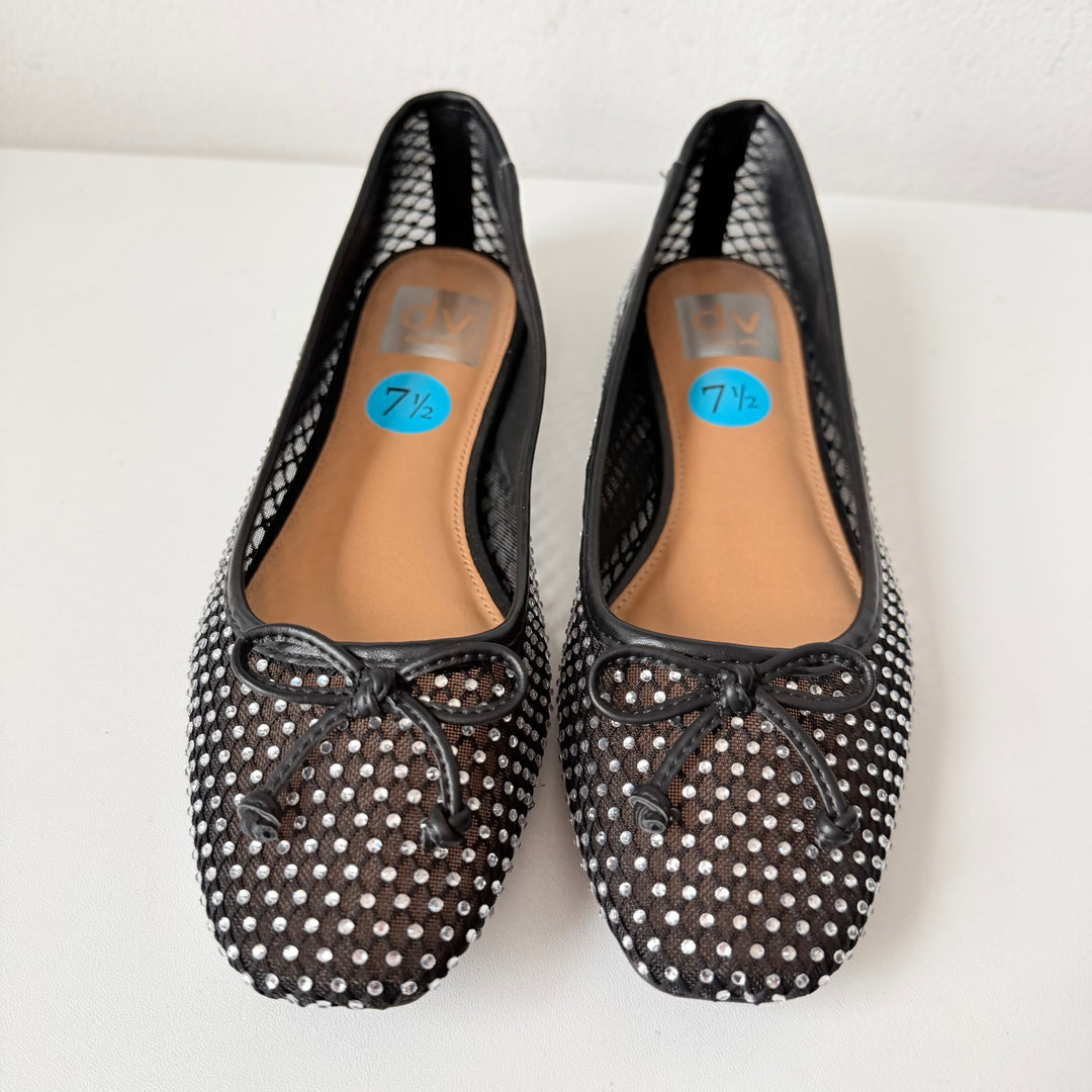 Dolce Vita Black Mesh Rhinestone Ballet Flats New Size 7.5
