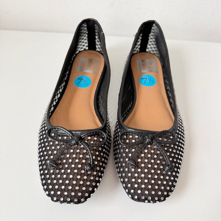 Dolce Vita Black Mesh Rhinestone Ballet Flats New Size 7.5