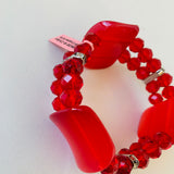 Red Beaded Stretch Bracelet NWT