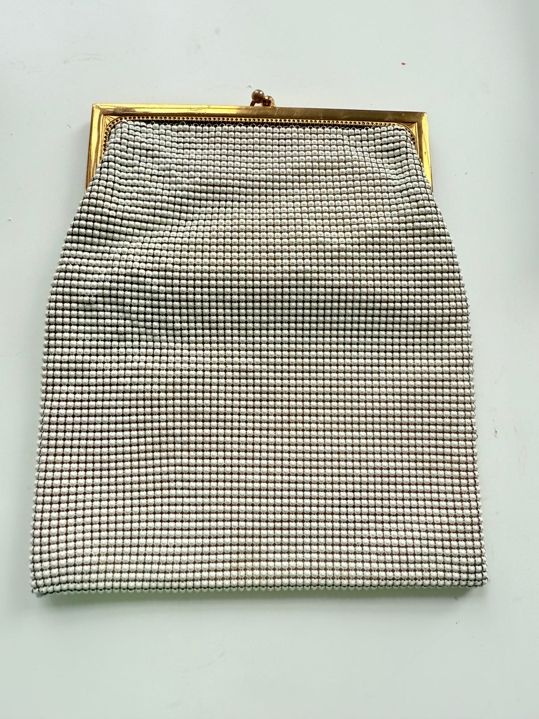 Vintage White Mesh Gold Frame Ladies Evening Bag