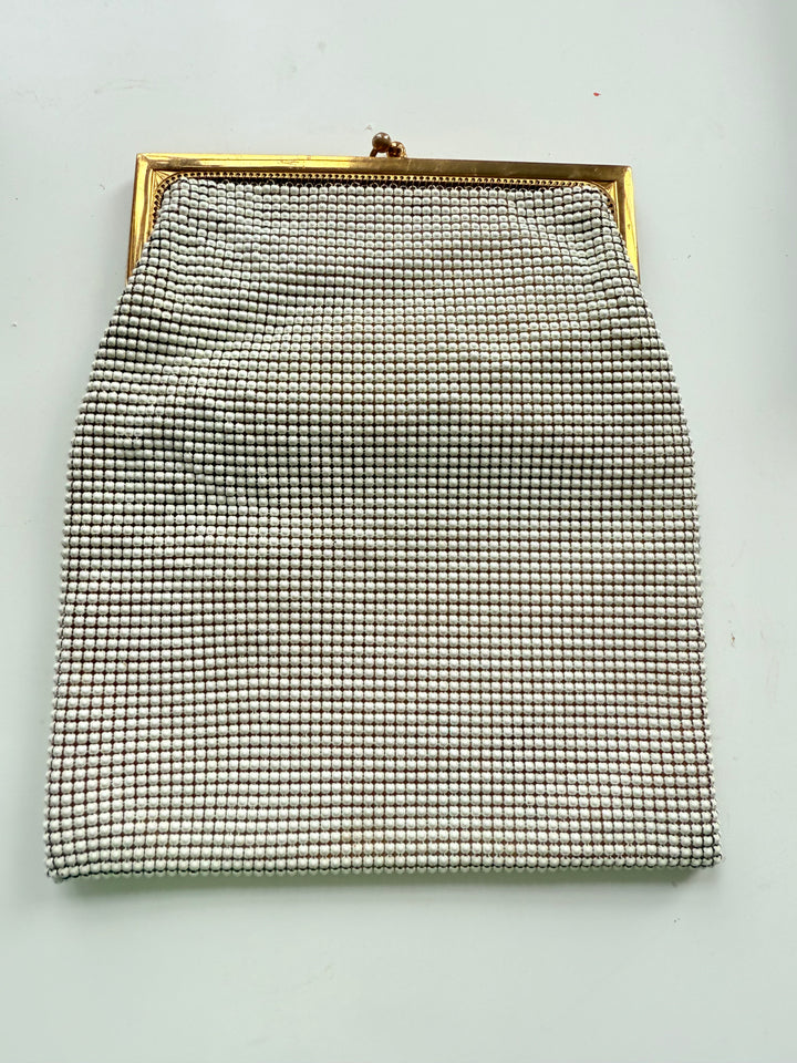 Vintage White Mesh Gold Frame Ladies Evening Bag