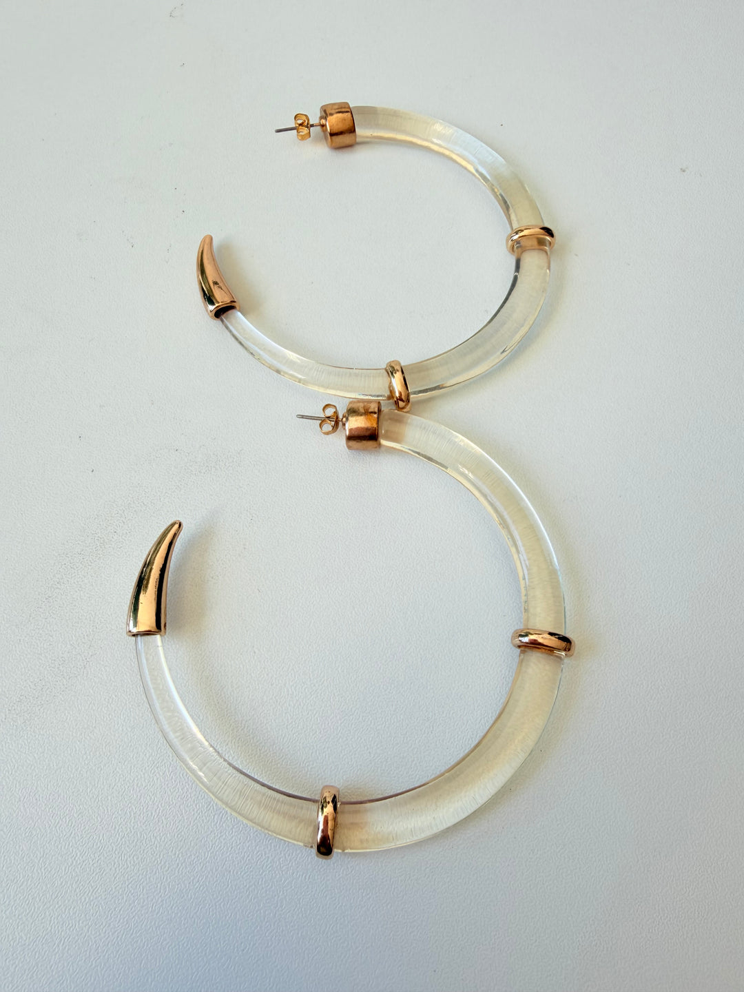 Clear Acrylic & Gold Super Hoop Pierced Earrings