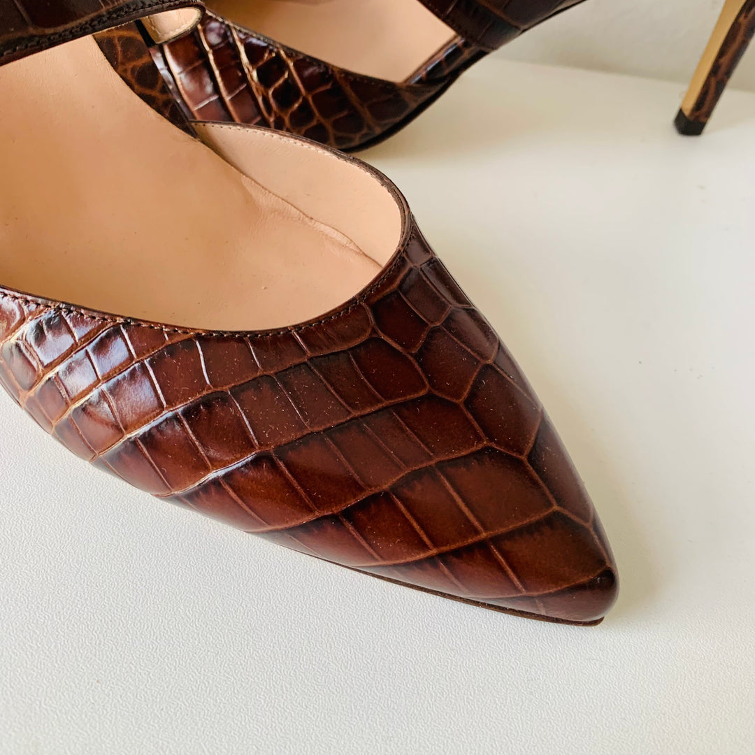Inez New Never Worn Heeled Brown Leather Mule Size 10